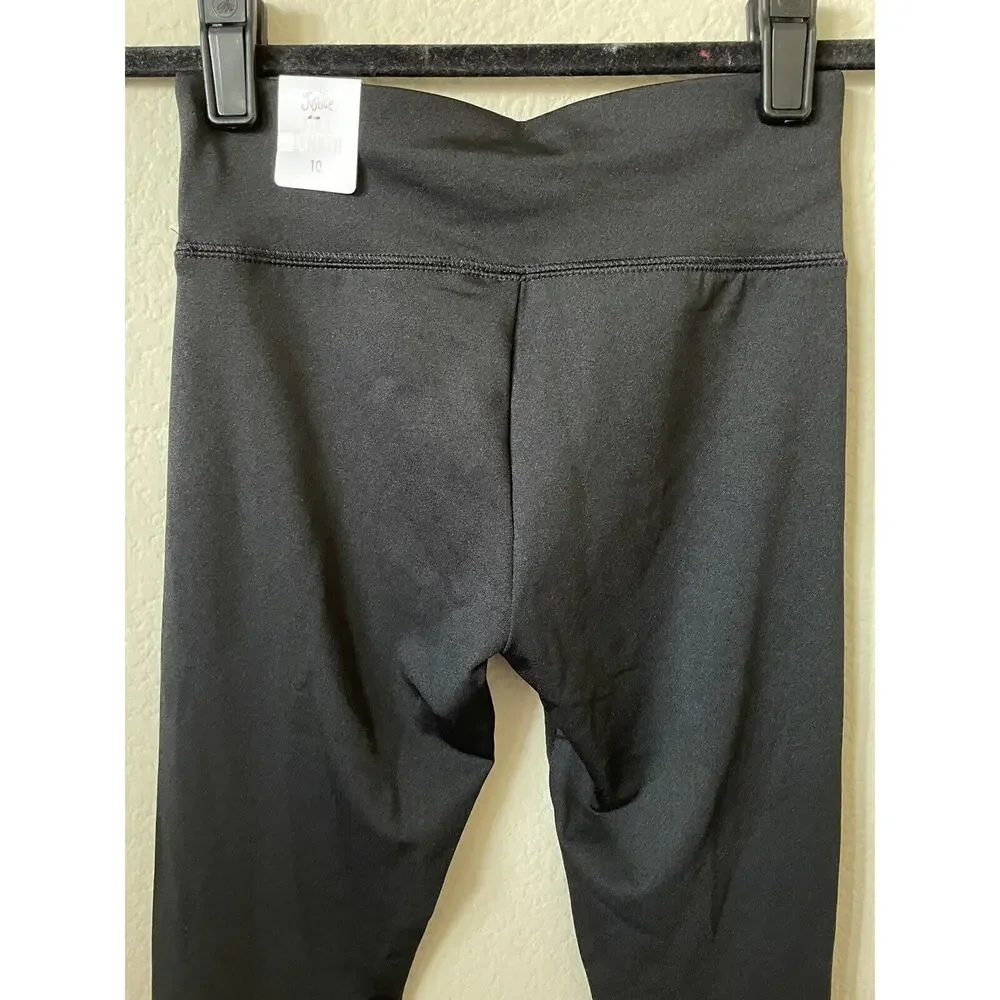 Justice Black Dance Glitter Sparkle High Waist Full Length Leggings Size 10